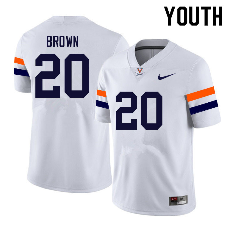 Youth #20 Xavier Brown Virginia Cavaliers College Football Jerseys Sale-White
